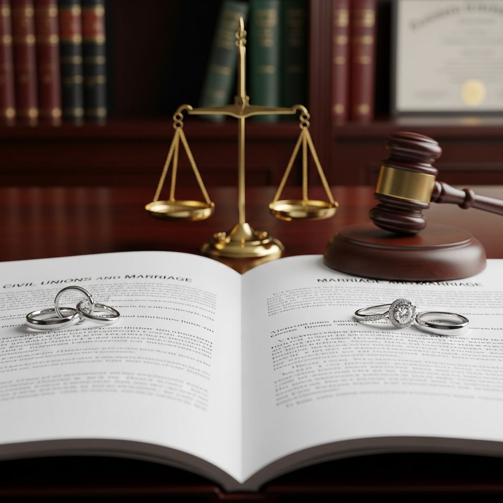 Understand how civil unions and marriage compare in rights, benefits, recognition, and what those differences mean for your relationship.