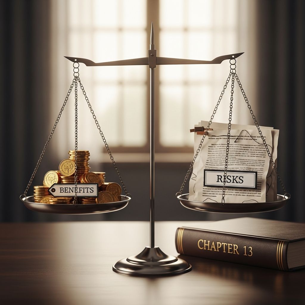 A detailed, plain-language guide to the practical advantages and drawbacks of reorganizing debt under Chapter 13 bankruptcy.