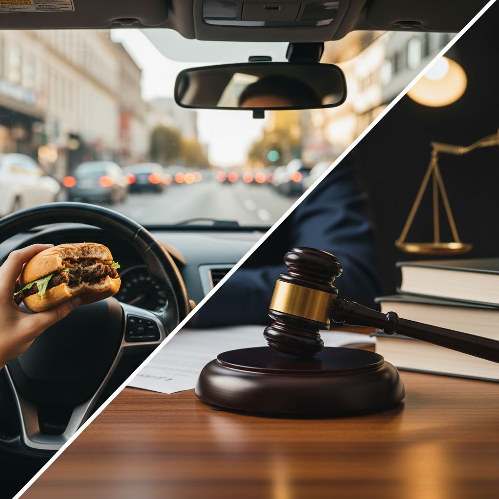 Understanding the legality and risks of eating while operating a vehicle on public roads.