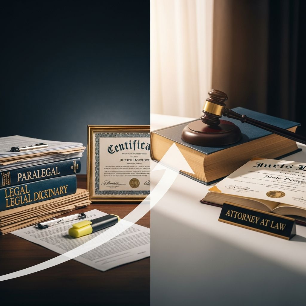 A strategic, realistic guide to moving from paralegal work into full attorney practice, from school decisions to bar passage.