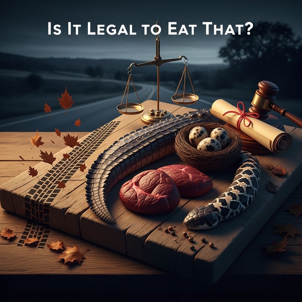 A clear, practical guide to when U.S. law allows eating pets, exotic meats, and roadkill—and when it can land you in court.