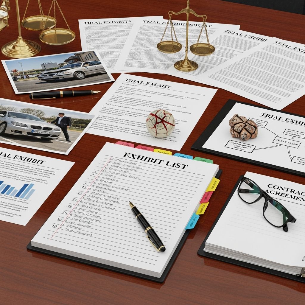 A practical, step-by-step guide to organizing, listing, and presenting exhibits so your evidence is clear, admissible, and persuasive at trial.