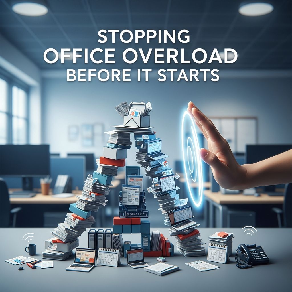Stopping Office Overload Before It Starts Practical strategies leaders and professionals can use to reduce workload stress, prevent burnout, and keep office work sustainable.