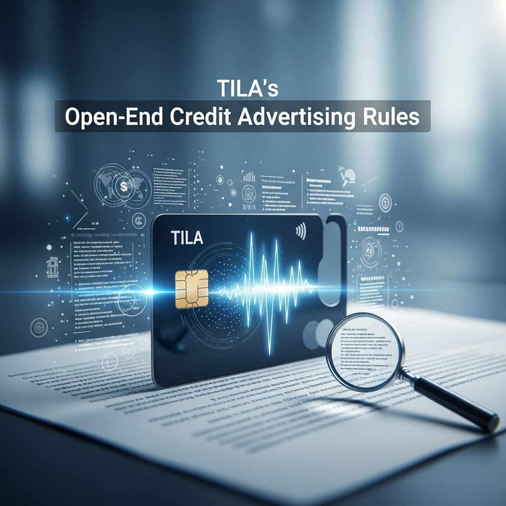 A practical guide to Truth in Lending advertising requirements for credit cards and other open-end consumer credit products.