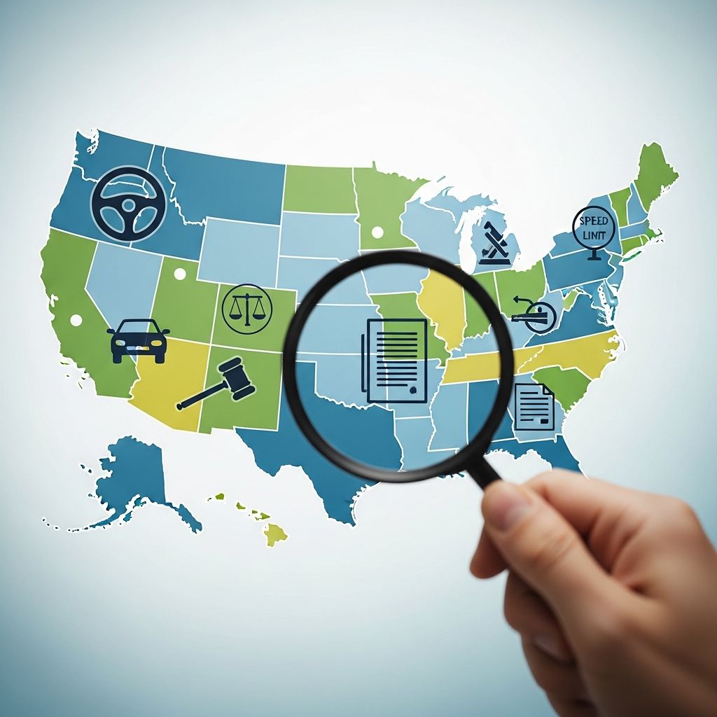 A comprehensive guide to navigating diverse traffic laws and safety standards across all 50 U.S. states.