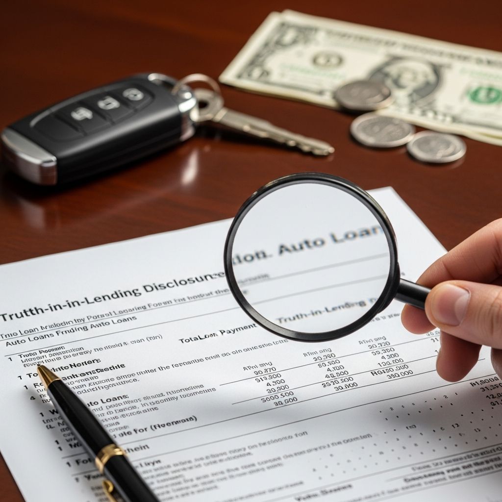 Learn how Truth-in-Lending disclosures reveal the true cost, risks, and key terms of your auto loan before you sign.