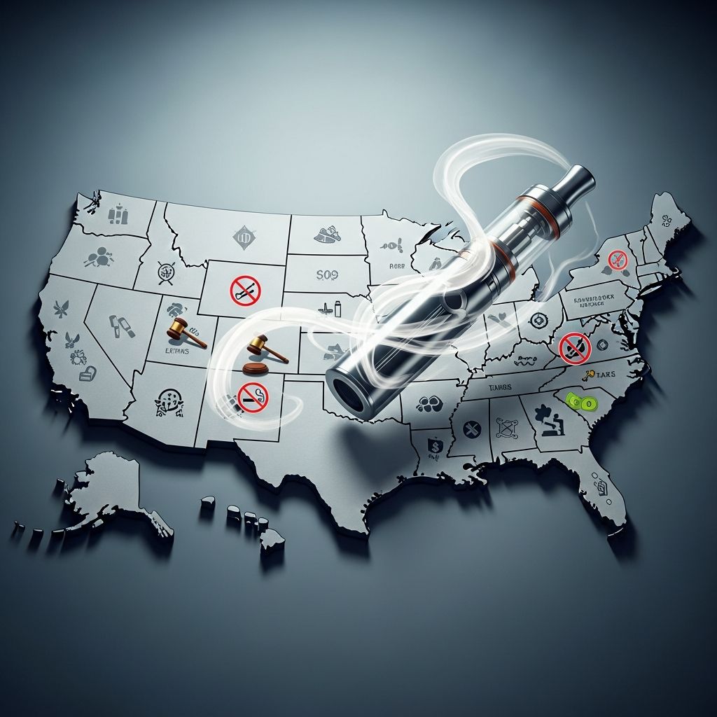 A practical, state-focused overview of how U.S. laws regulate vaping devices, e-liquids, and e-cigarette use in public and private spaces.