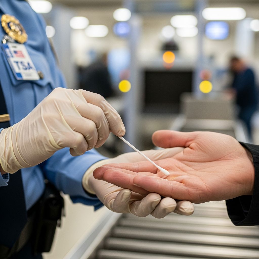Understand TSA hand-swab testing, how explosive trace detection works, and what it means for your privacy and legal rights.