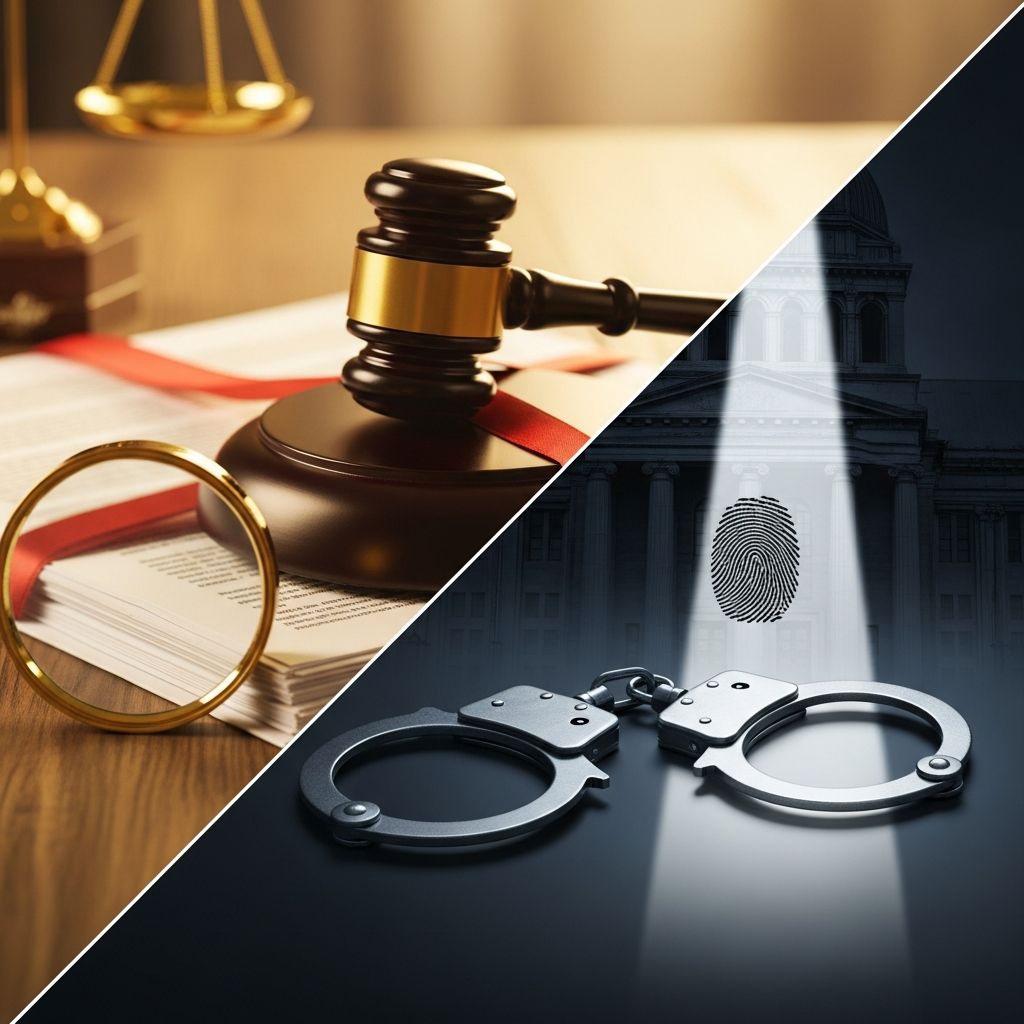 Understand the fundamental distinctions between civil judgments and criminal convictions, from burdens of proof to penalties and real-world implications.