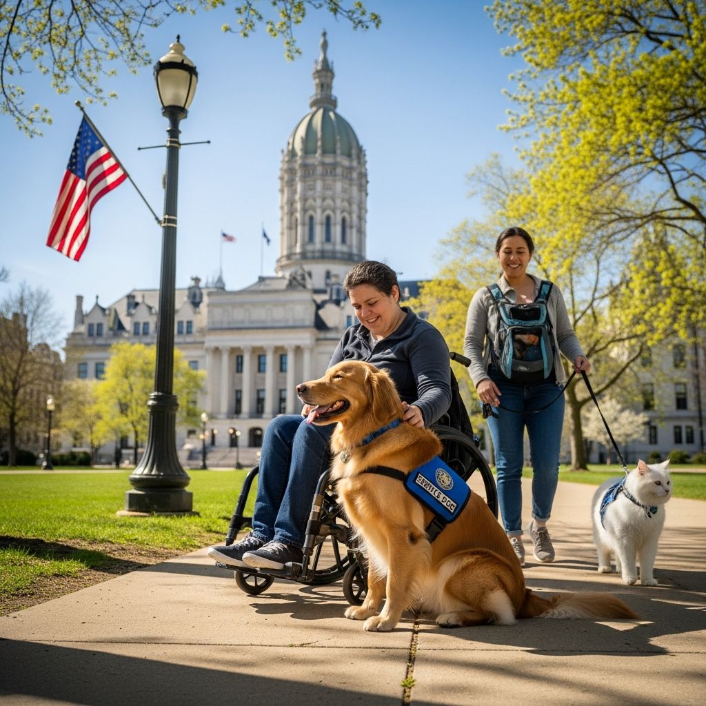 Comprehensive guide to Connecticut laws protecting service dogs and emotional support animals in public spaces, housing, and transport.