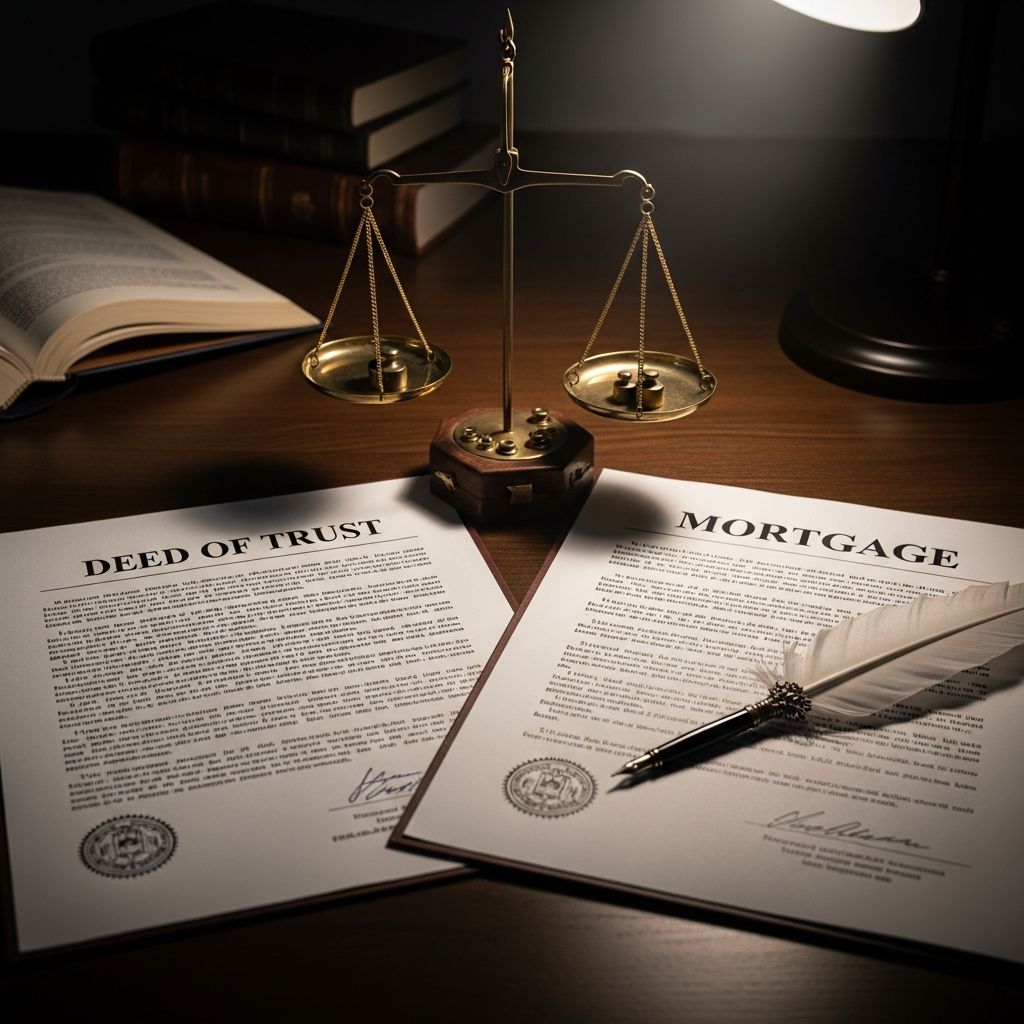 Understand the essential distinctions between deeds of trust and mortgages, including parties involved, title holding, and foreclosure processes.