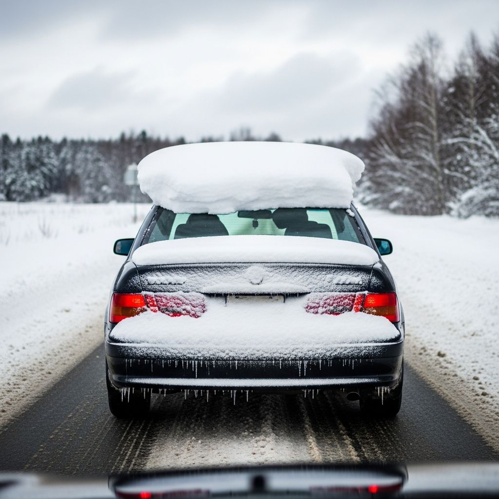 Uncover state laws, fines, and safety hazards of driving with uncleared snow on your vehicle roof this winter.