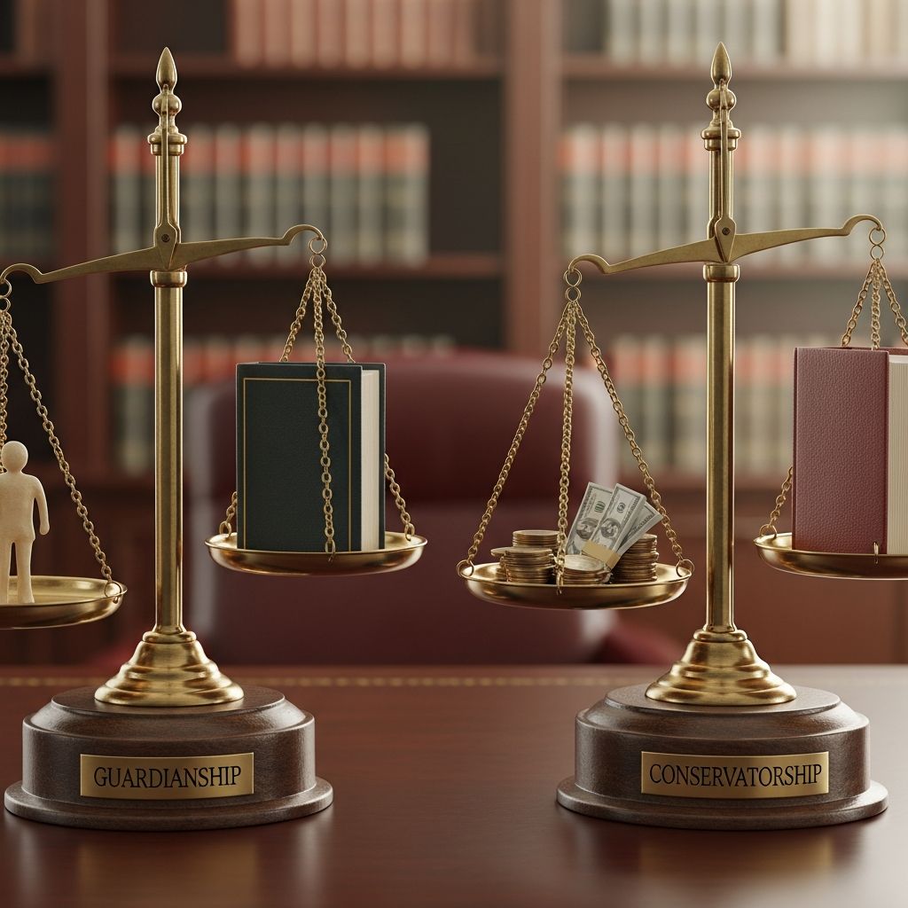 Understand the key differences between guardianship and conservatorship, their processes, duties, and alternatives for protecting vulnerable adults.