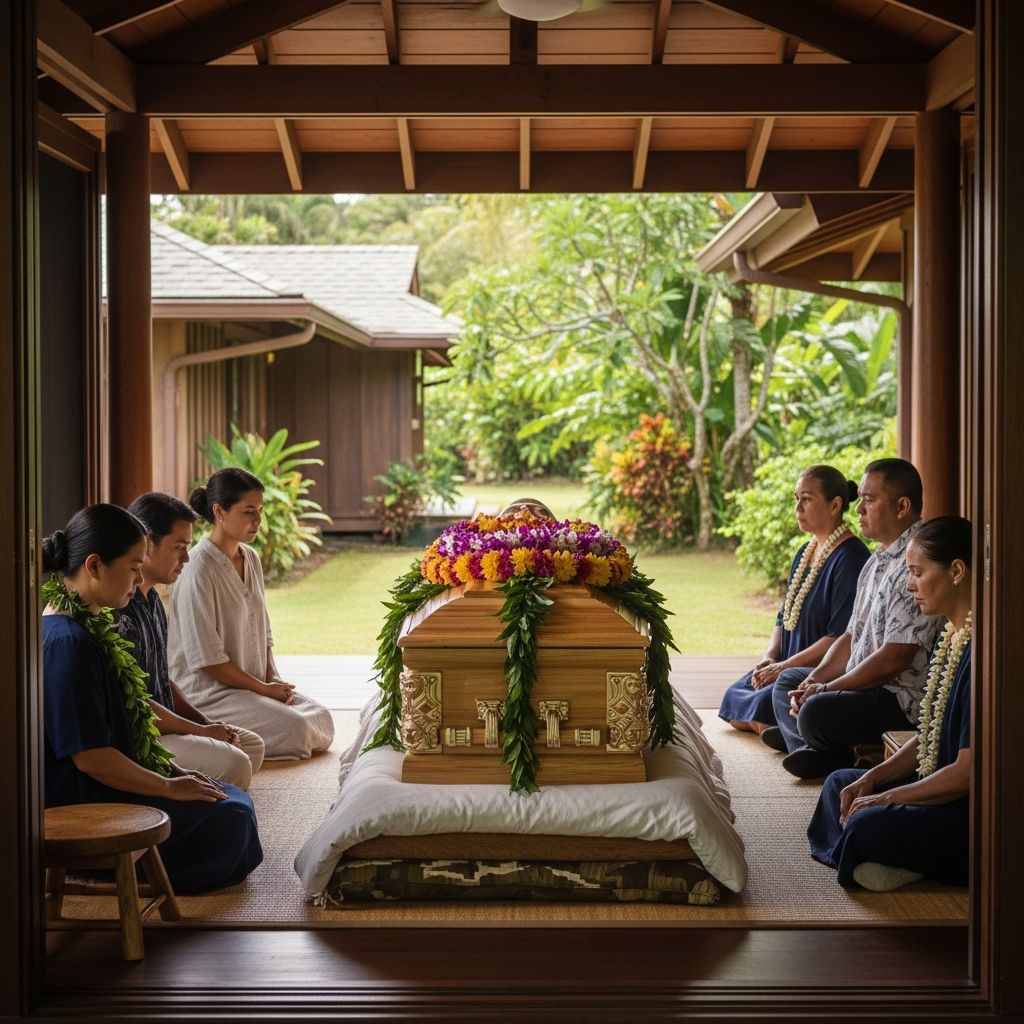 Comprehensive guide to conducting home funerals in Hawaii, covering legal rights, permits, and disposition rules for families.