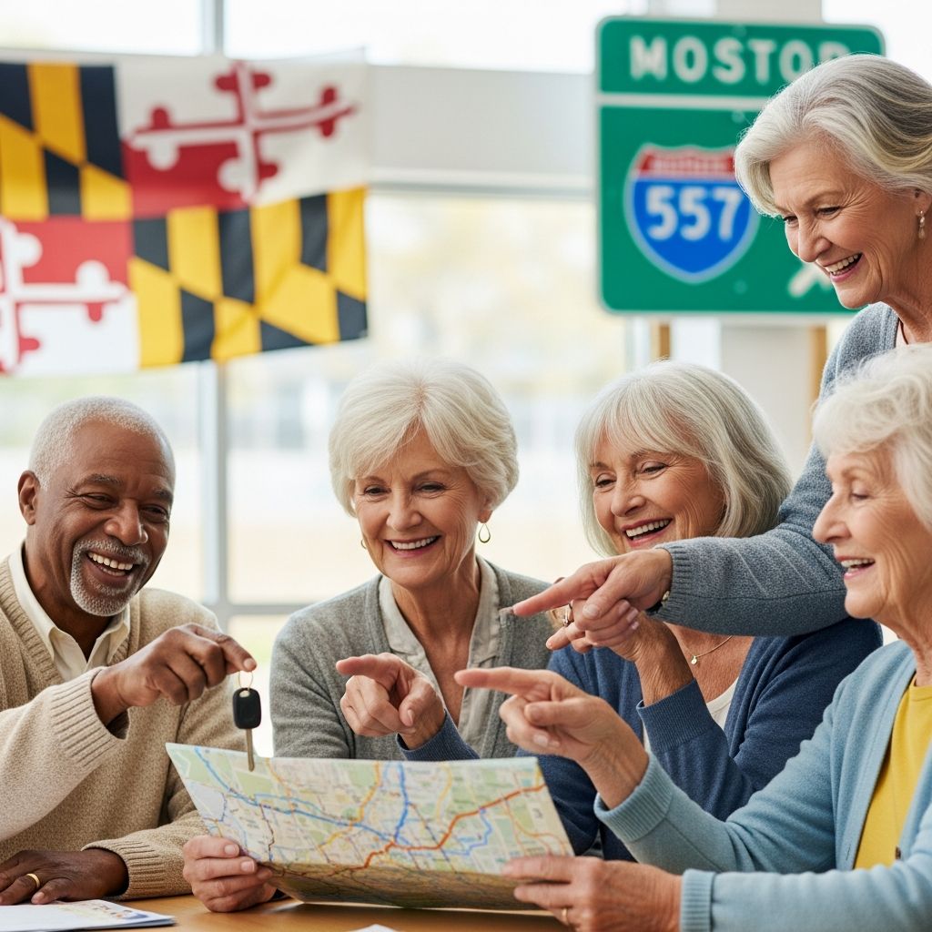 Essential guide to Maryland's driving rules for seniors, covering renewals, vision tests, restrictions, and safety measures for older motorists.