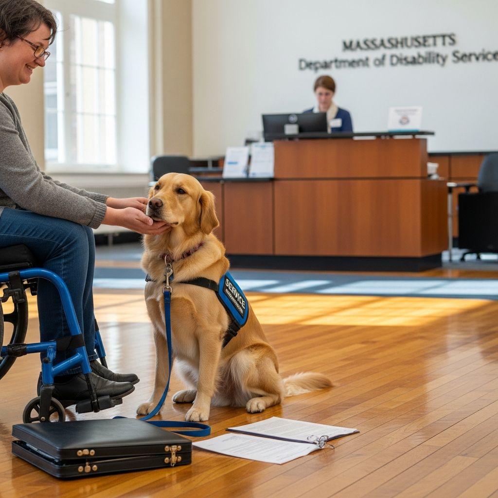 Comprehensive guide to Massachusetts laws on service dogs, emotional support animals, rights in housing, public access, work, and more.
