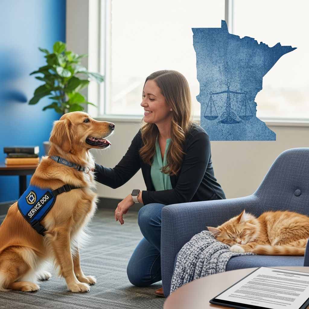 Comprehensive guide to Minnesota's protections for service dogs, dogs in training, and emotional support animals in housing, public spaces, and more.