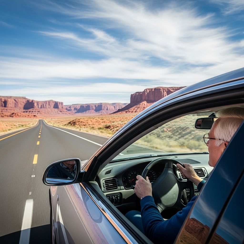 Essential guide to New Mexico's driving rules for seniors, covering renewals, restrictions, and safety resources for older motorists.