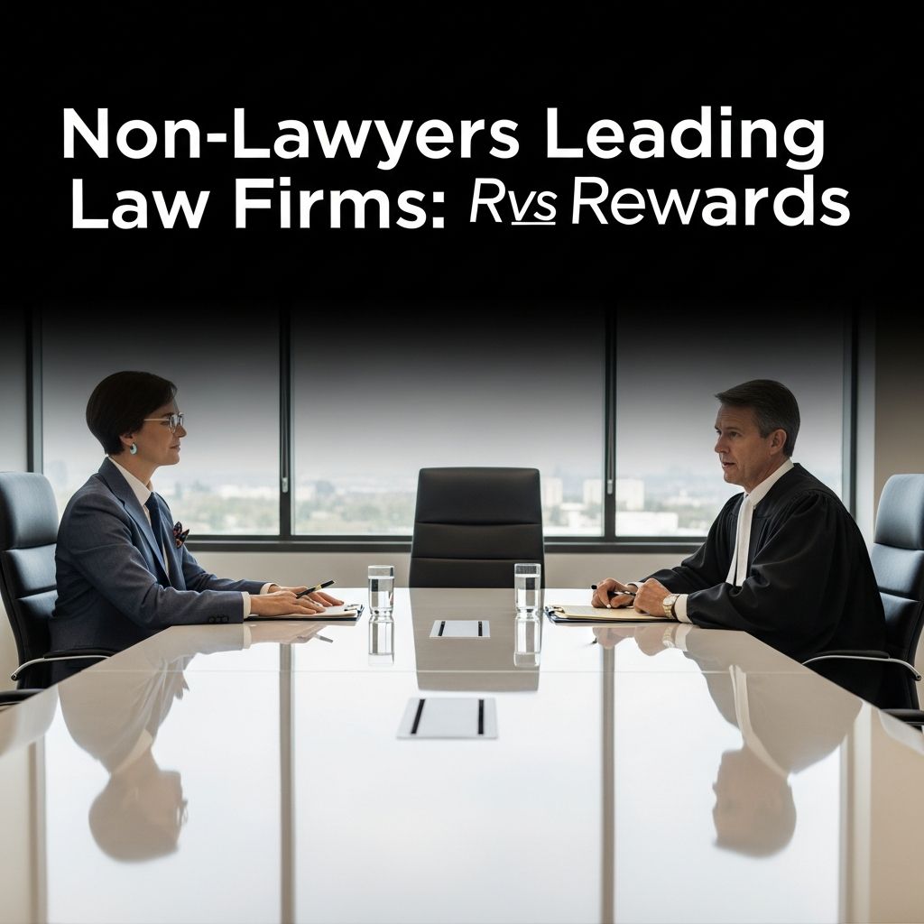 Exploring whether non-lawyers should helm law firms: balancing innovation, ethics, and client protection in a changing legal landscape.
