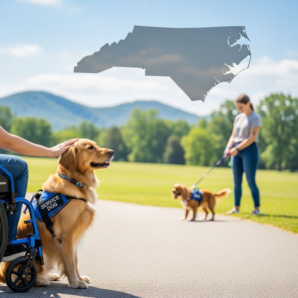 Comprehensive guide to North Carolina laws protecting service dogs, animals in training, and emotional support animals in housing and public spaces.