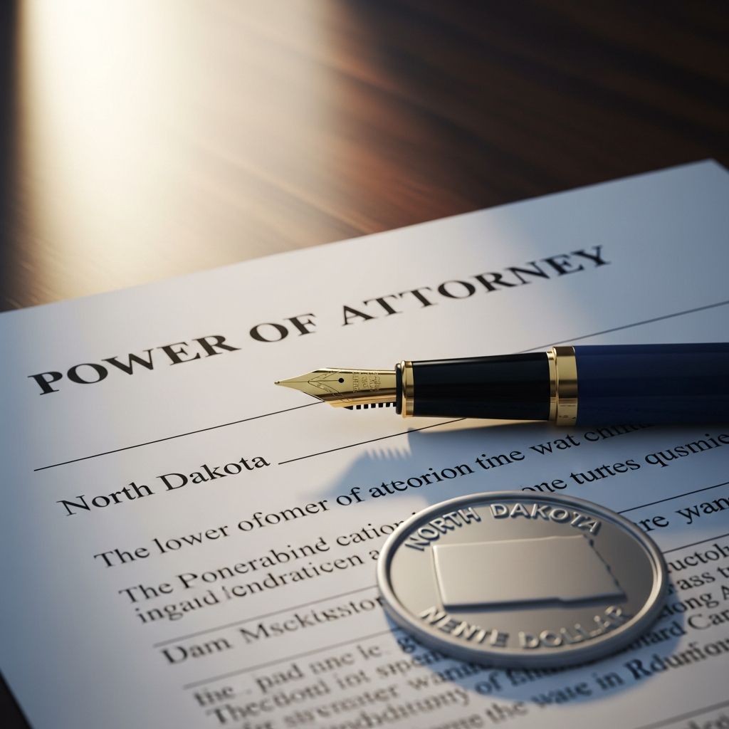 Comprehensive guide to creating, using, and managing powers of attorney in North Dakota for financial and health decisions.