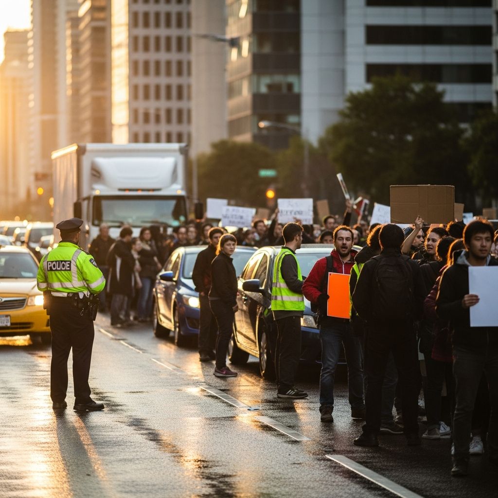 Understanding when protest activities cross the line into illegal traffic obstruction.