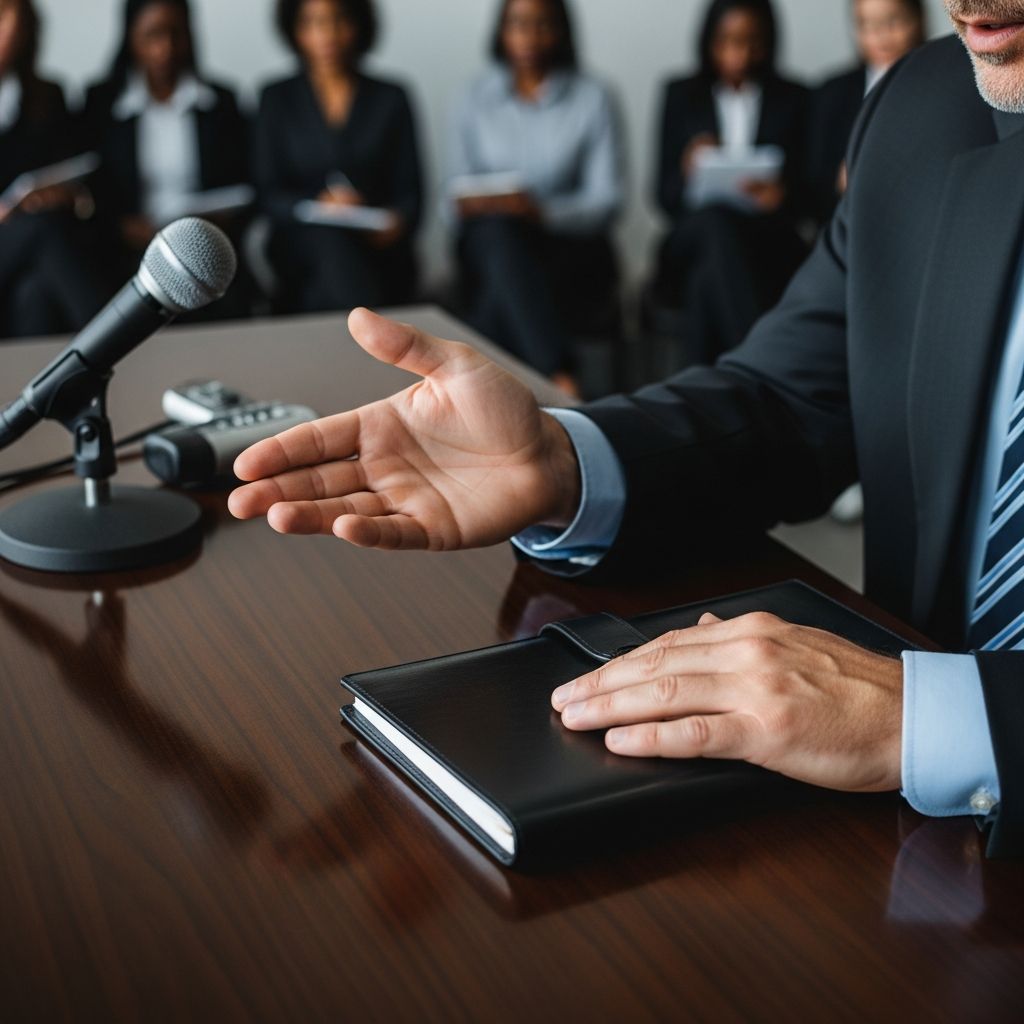 Navigate media interactions while protecting client interests and maintaining ethical compliance.
