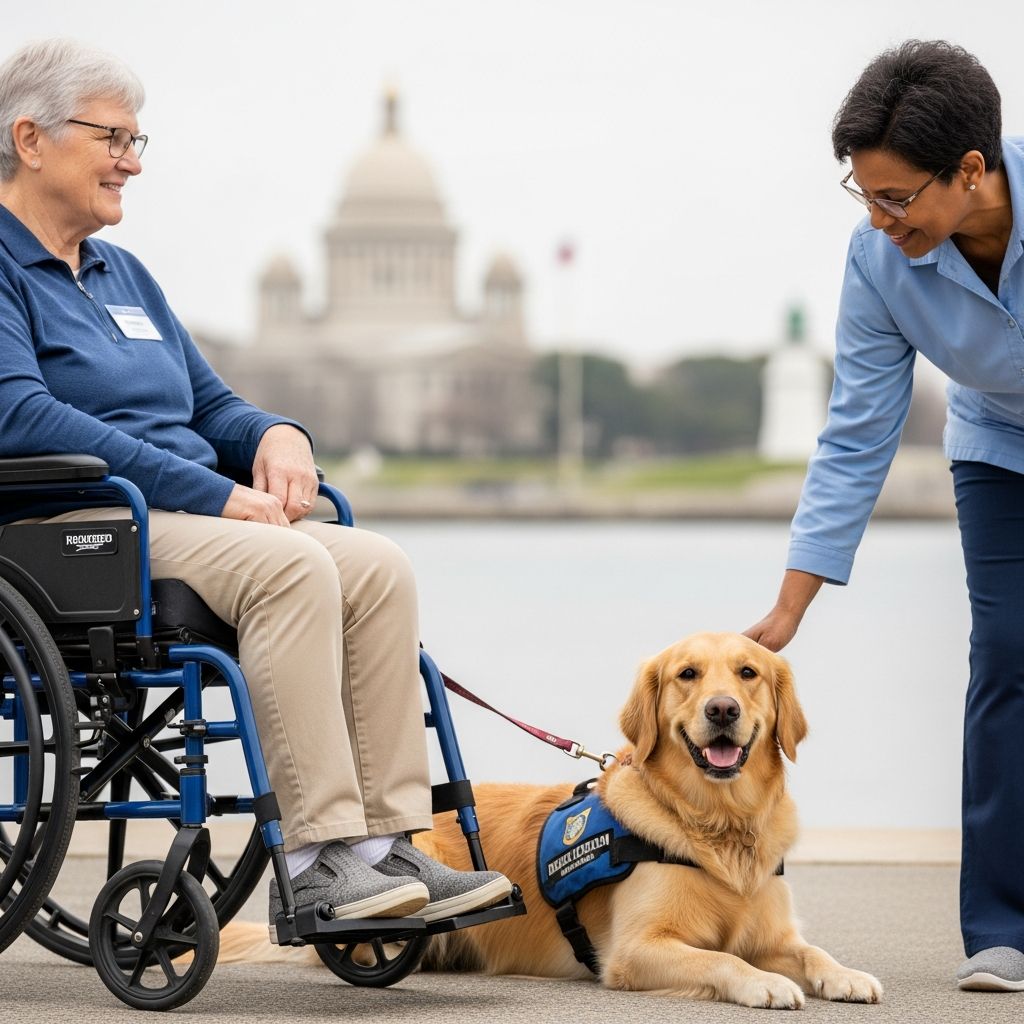 Complete guide to service dog rights, housing protections, and ESA laws in Rhode Island.