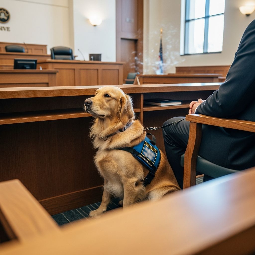 Understand your rights to bring trained service animals into court for disability support under federal and state laws.
