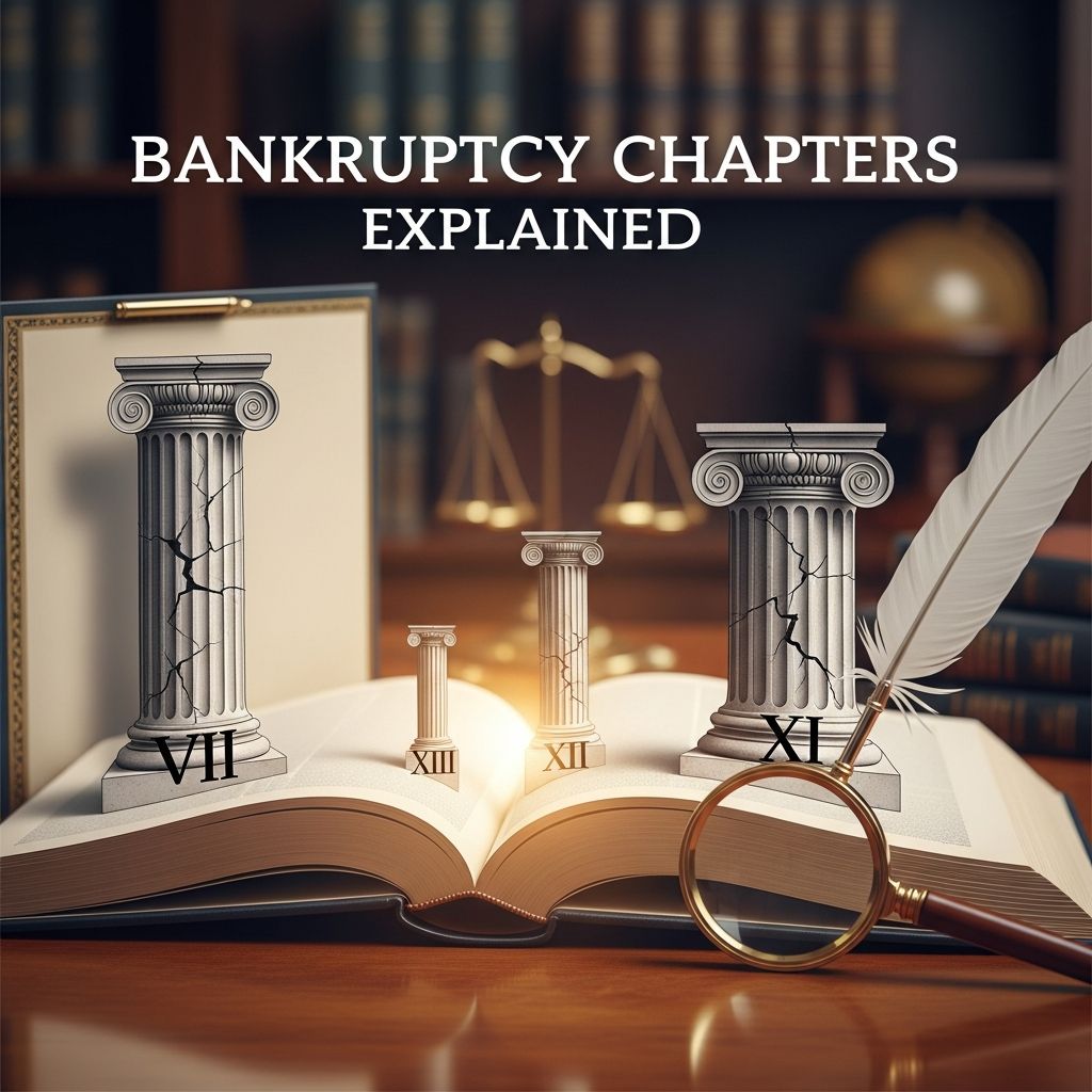 Understand the key chapters of bankruptcy, from Chapter 7 liquidation to Chapter 13 reorganization and specialized options for businesses and more.