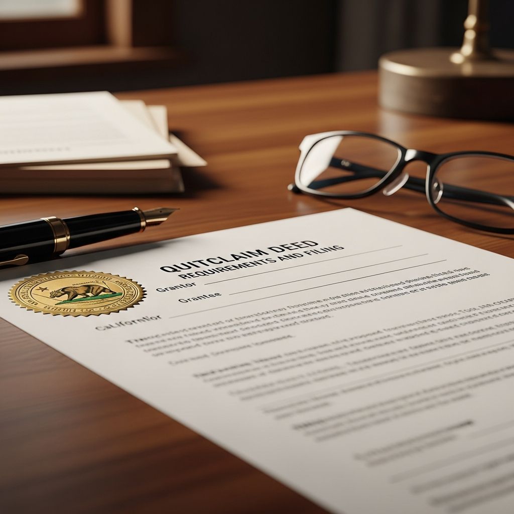 Master California quitclaim deeds: Learn requirements, execution steps, and filing procedures.