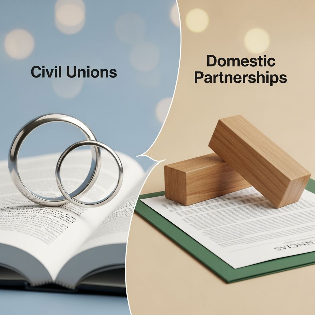 Understanding the key legal differences between civil unions and domestic partnerships.