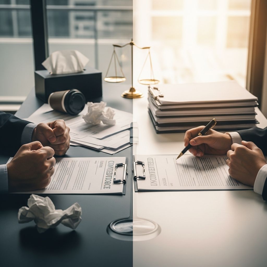 Contested vs Uncontested Divorce: Key Choices Navigate divorce options: Compare contested and uncontested paths for faster, cheaper resolutions or fair court decisions.