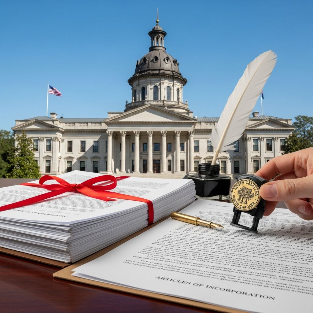 Complete guide to legally establishing your South Carolina corporation with step-by-step processes, costs, and compliance requirements.