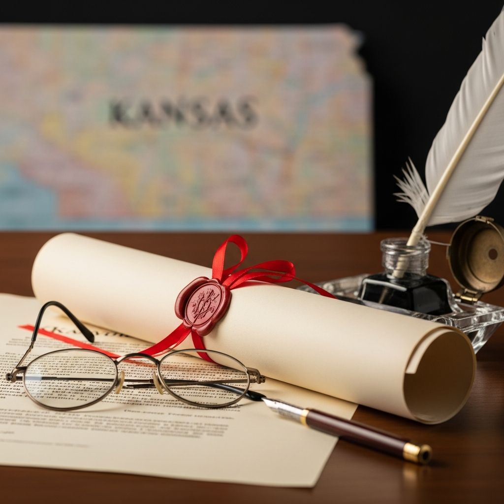 Complete guide to creating a valid will in Kansas with legal requirements and proper procedures.