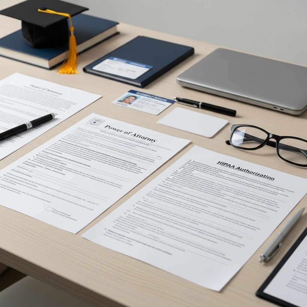 Essential legal paperwork every parent should complete before their child attends college.