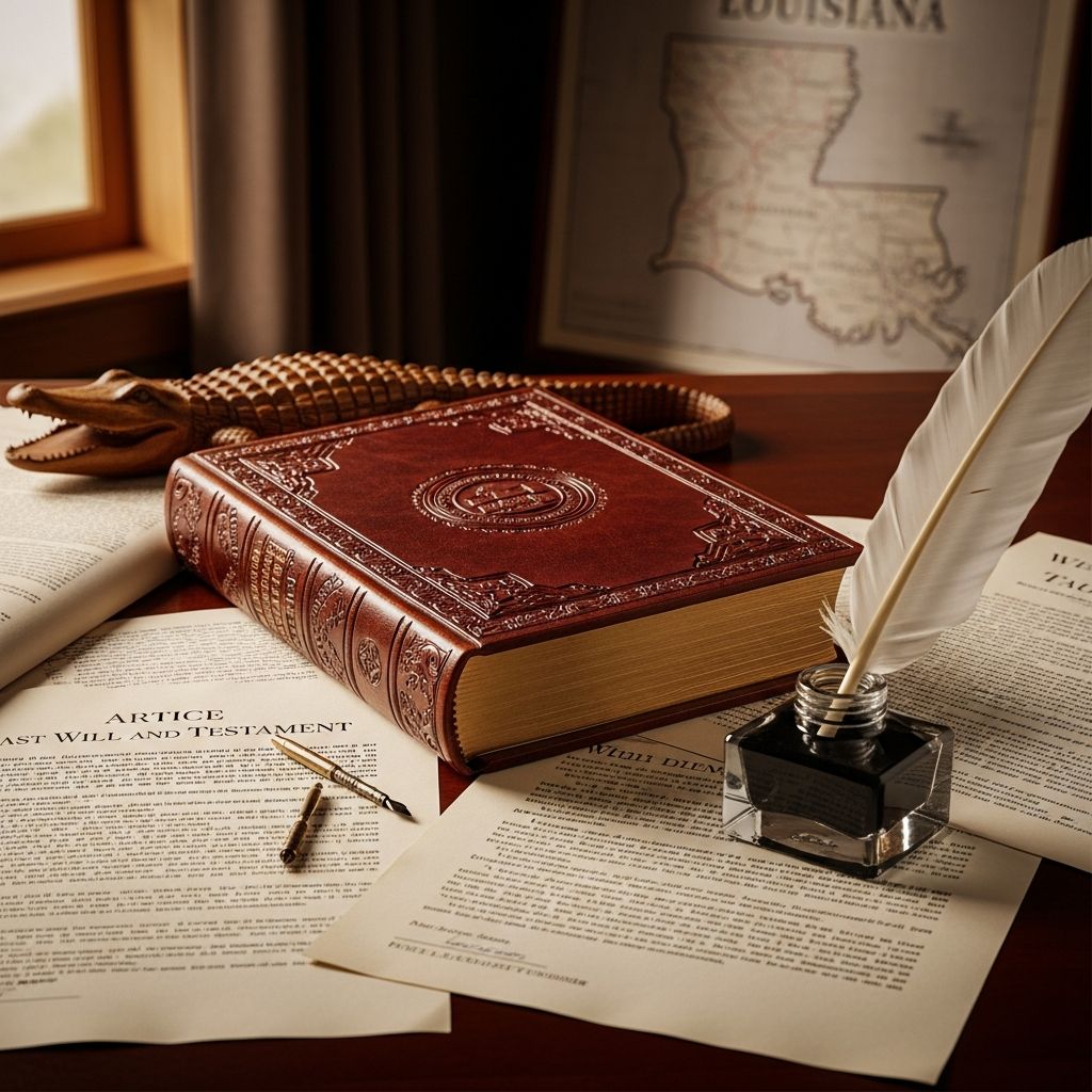 Comprehensive guide to creating valid wills in Louisiana, covering notarial and olographic testaments with legal requirements.