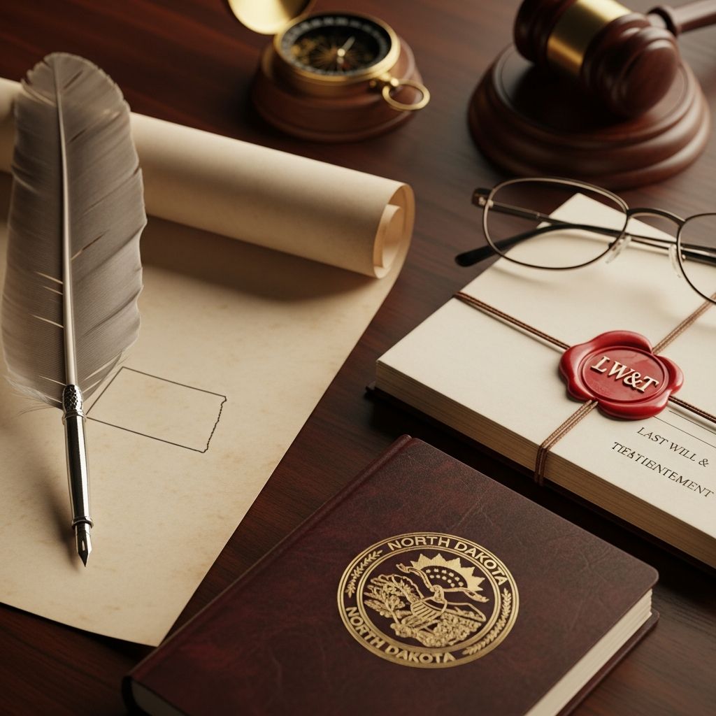 Comprehensive guide to creating, executing, and managing a valid last will and testament in North Dakota under state law.