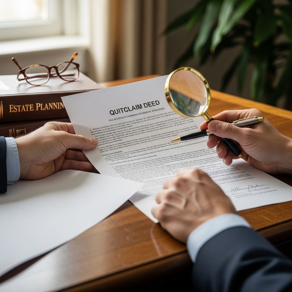 Discover how quitclaim deeds streamline property transfers in estate planning while navigating risks and best practices effectively.