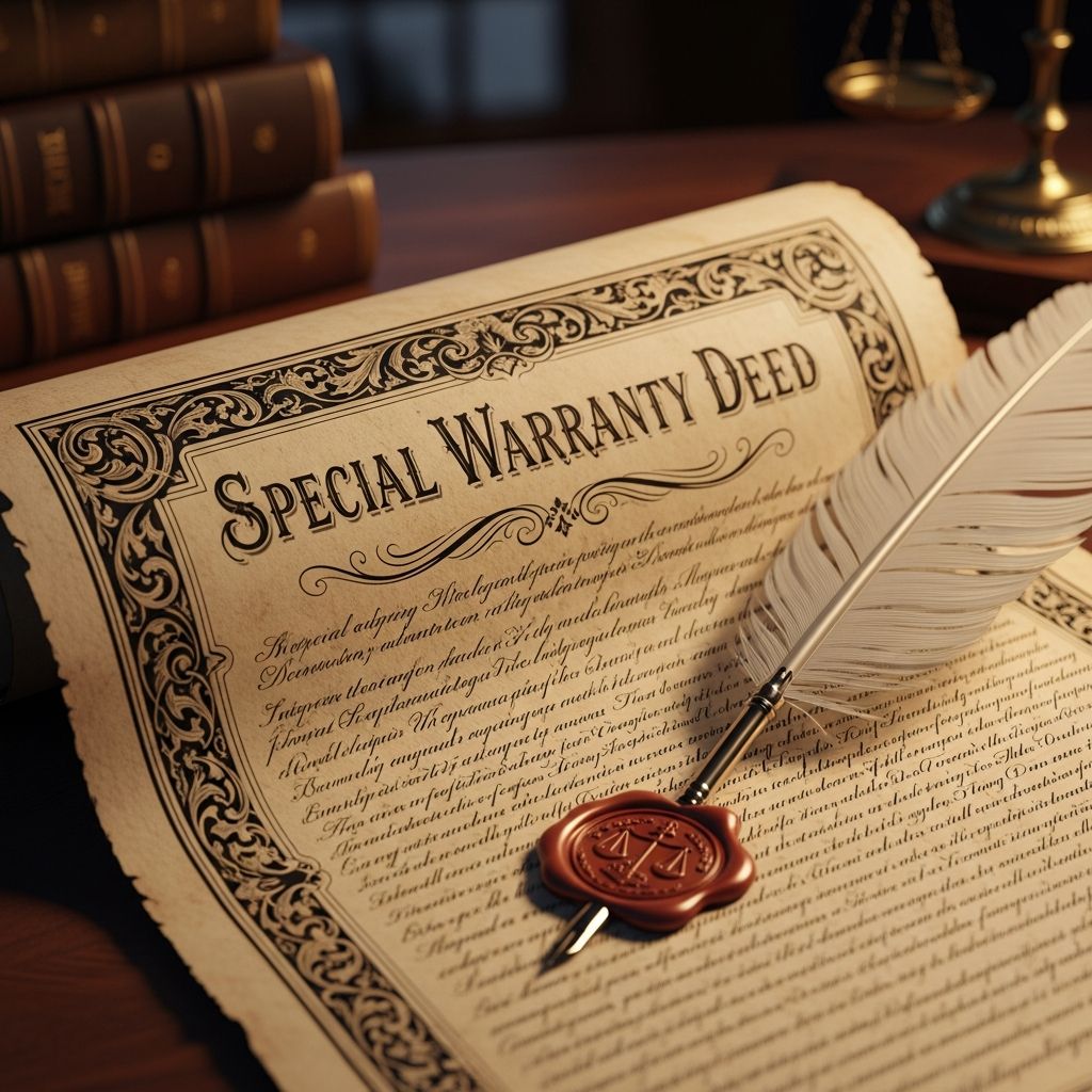 Discover the essentials of special warranty deeds: limited title protection, key components, and strategic uses in property transfers.