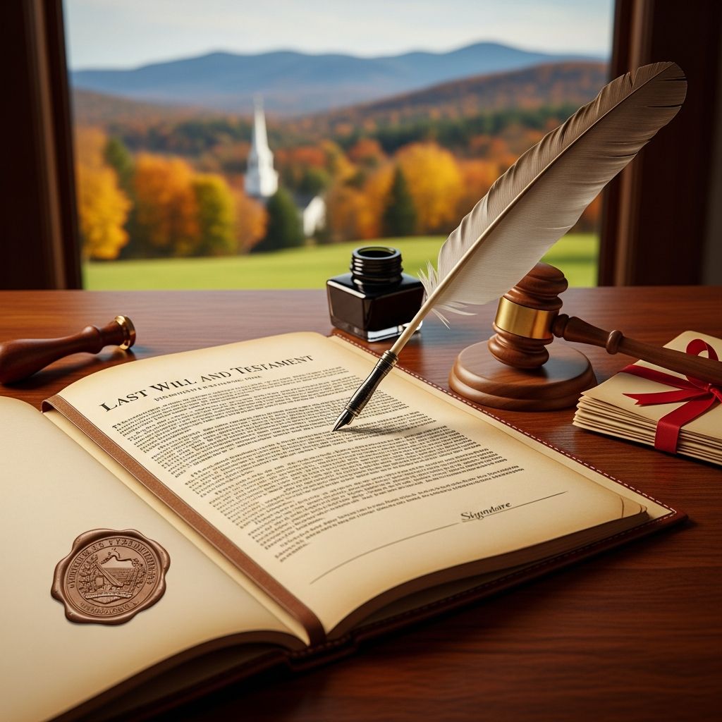 Comprehensive guide to creating a valid last will and testament in Vermont, covering requirements, execution, and probate essentials.
