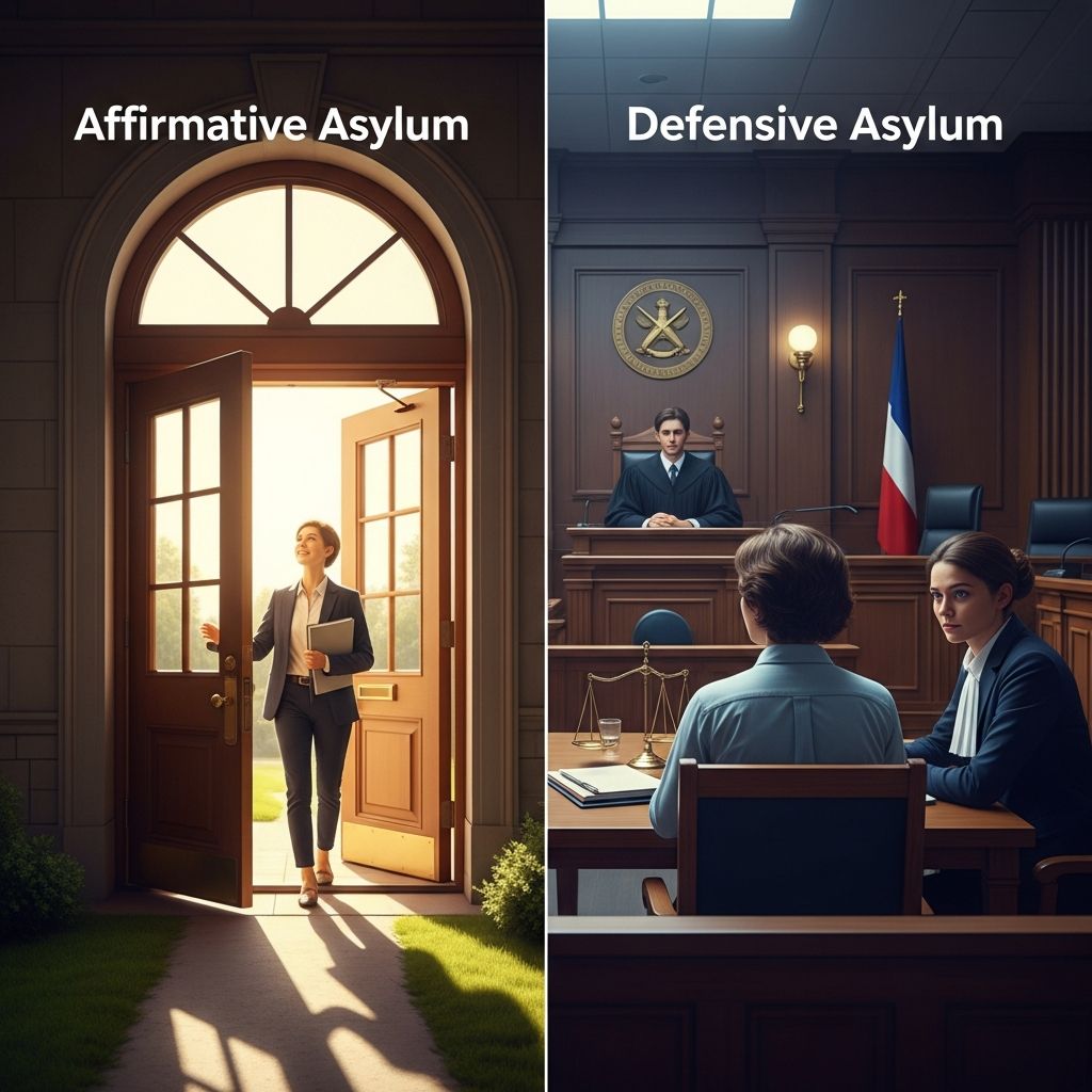 Understand the key differences between affirmative and defensive asylum applications to navigate U.S. protection effectively.