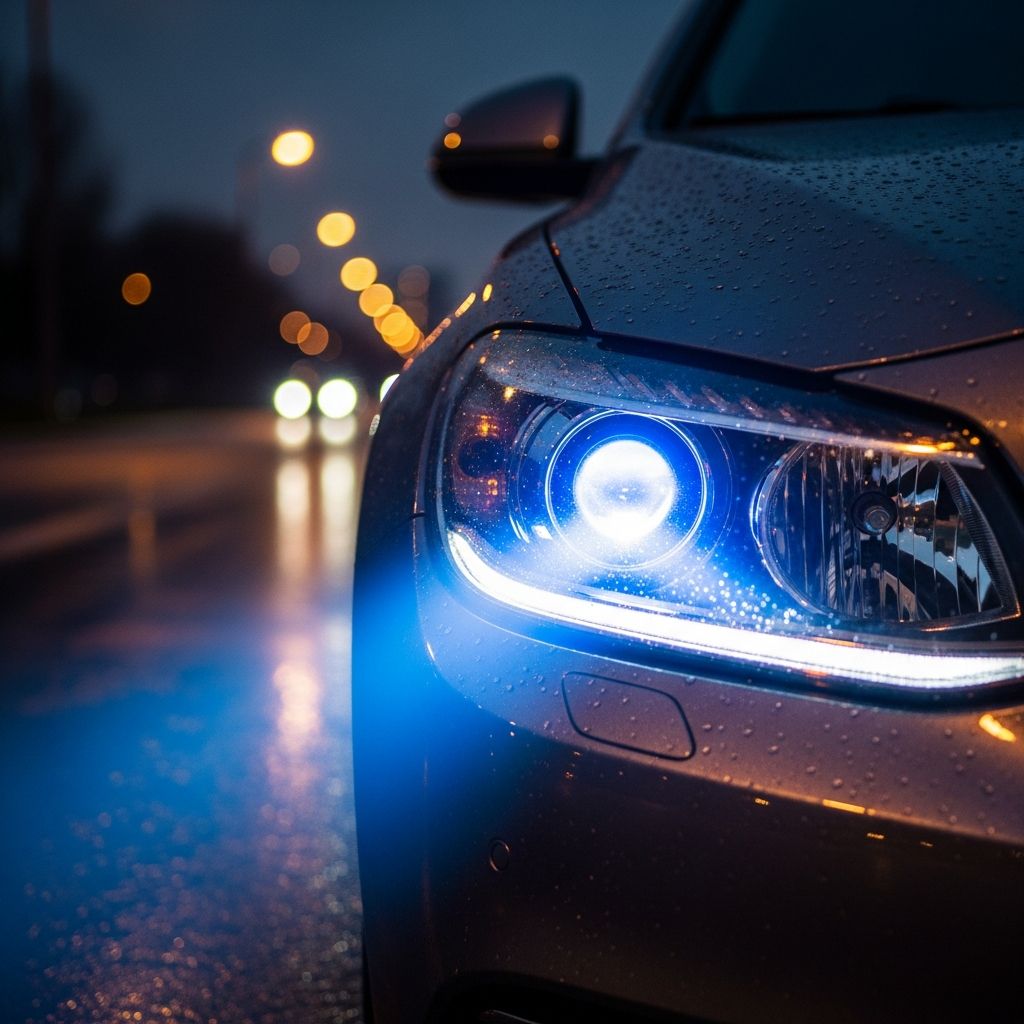 Uncover the truth about blue xenon HID headlights: factory vs. aftermarket rules, state variations, and safety risks involved.