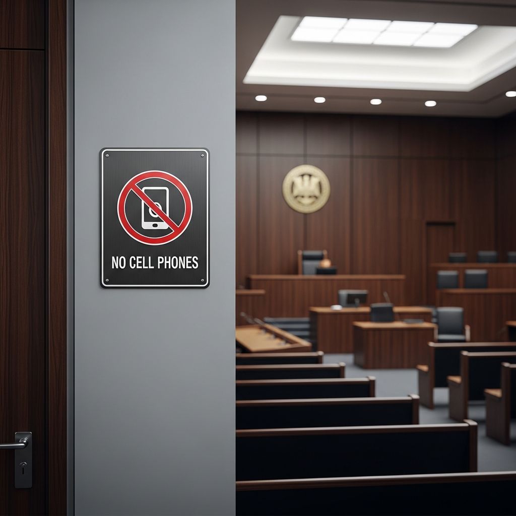 Navigate the complex rules on cell phones in court: from bans to allowances, exemptions, and why they matter for justice.