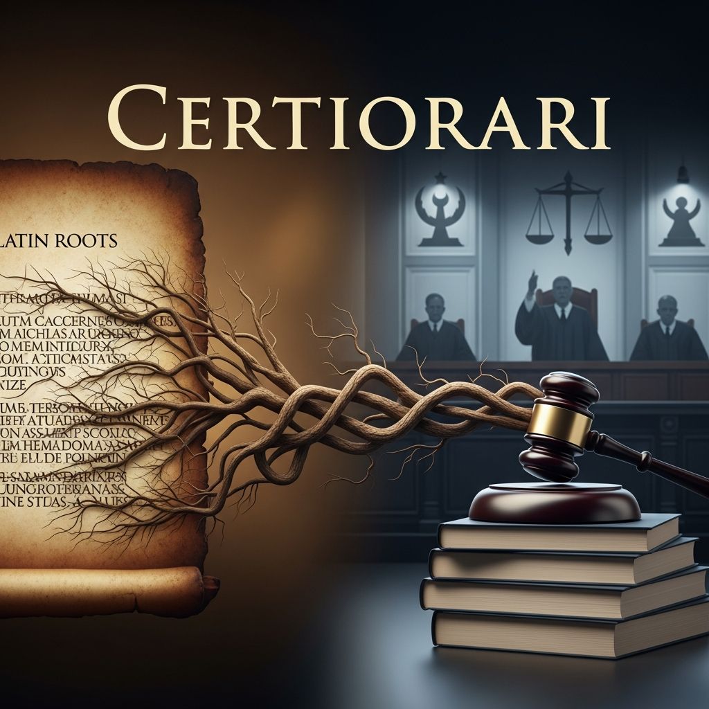 Explore the Latin origins and modern legal applications of certiorari in the appellate court system.
