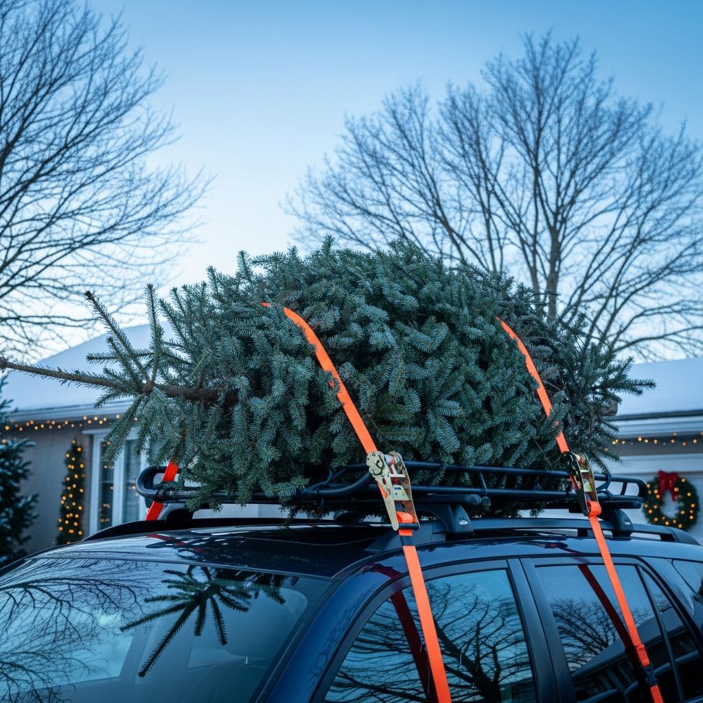 Understanding the laws and safe practices for transporting holiday trees on automobiles.