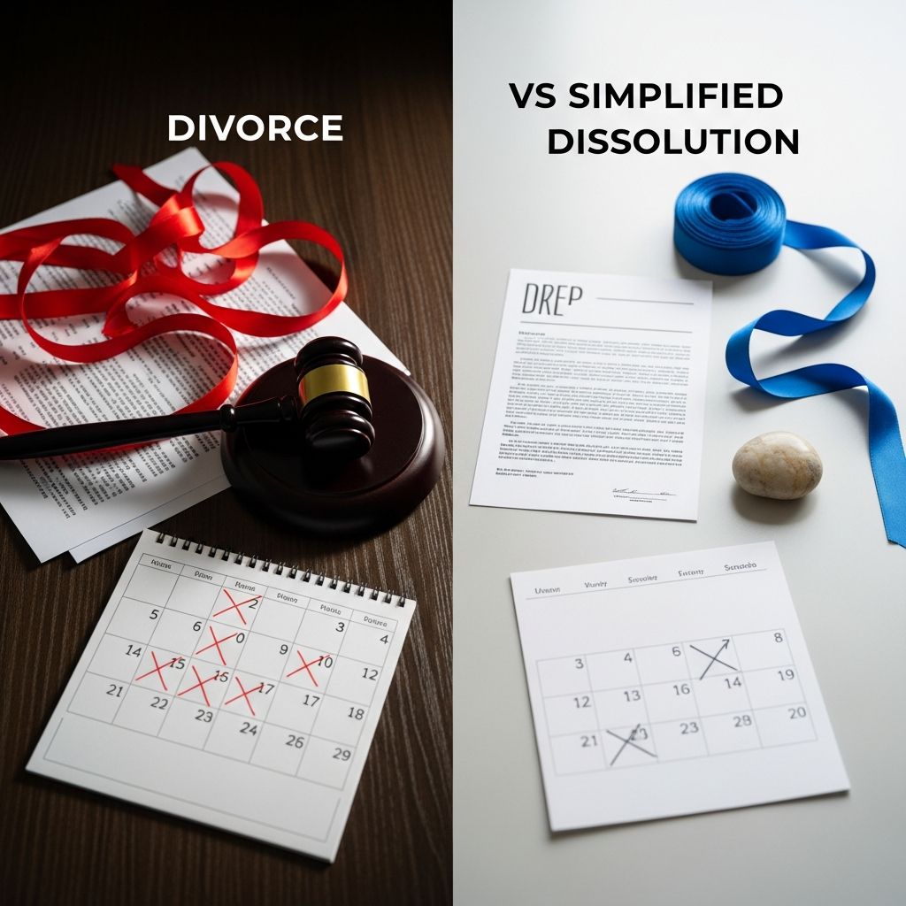 Understand the core distinctions between traditional divorce and simplified dissolution to choose the right path for ending your marriage efficiently.