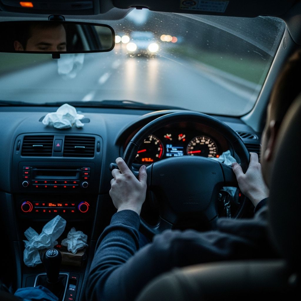 Discover how common illnesses like colds impair driving skills as much as alcohol, backed by studies and expert warnings.