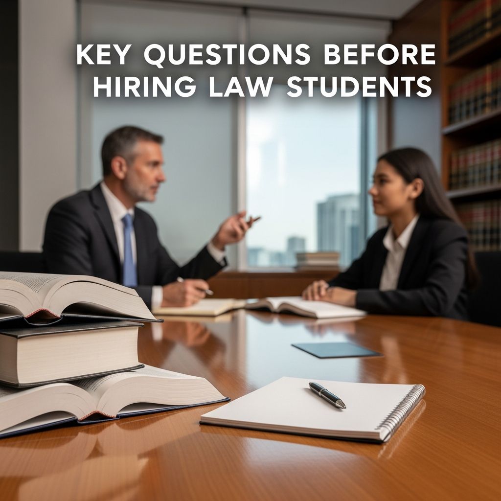 Discover vital questions to evaluate law student candidates for your firm or business, ensuring top talent and long-term success.