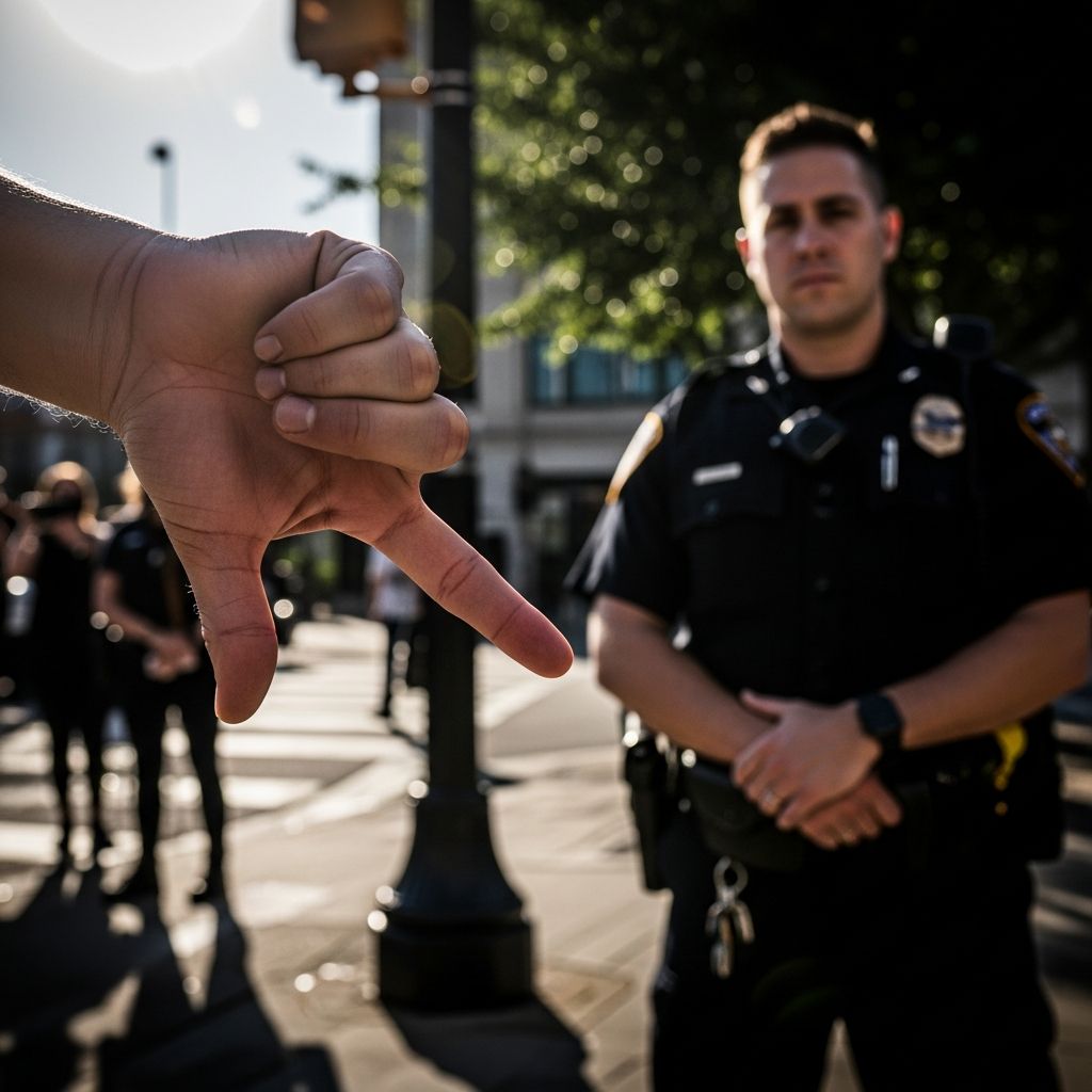 Understand your constitutional rights when expressing frustration toward law enforcement through gestures.